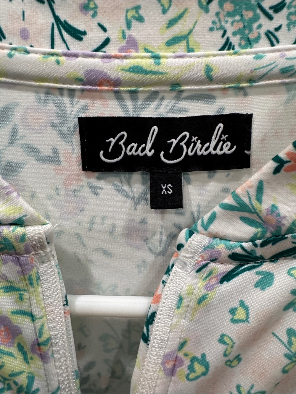 Bad Birdie White Floral Half-Zip Pullover with Pastel Accents - Picture 3 of 3